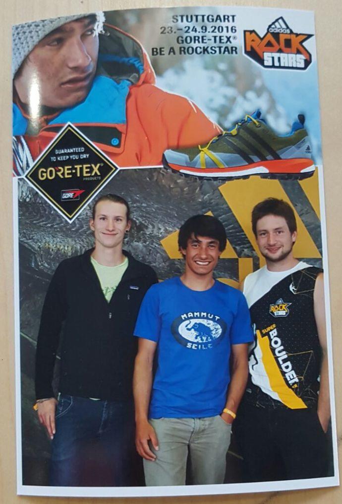 David Lama zusammen mit den #ClimbingwithLama-Gewinnern Jan Fehringer (rechts) und Daniel Haböck.